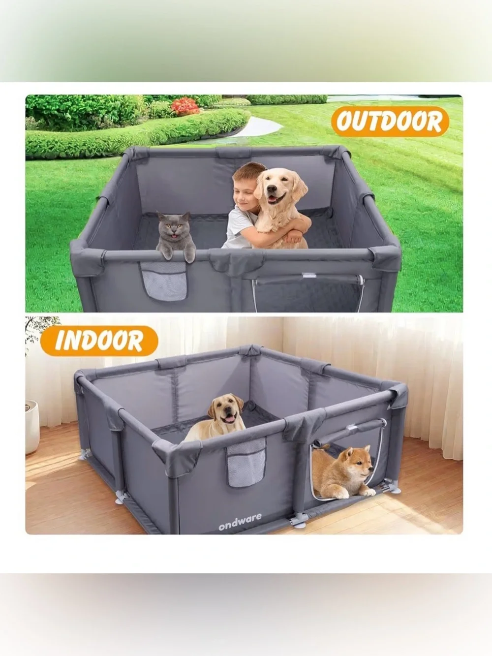 Puppy PlayPen, 28×28×15 in Dog Play Pen Indoors,Small Animals